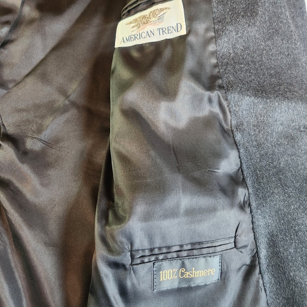 AMERICAN TREND USA Made Sport Coat Mens 40R Gray Solid 100% Cashmere Two Buttons - Picture 7 of 7